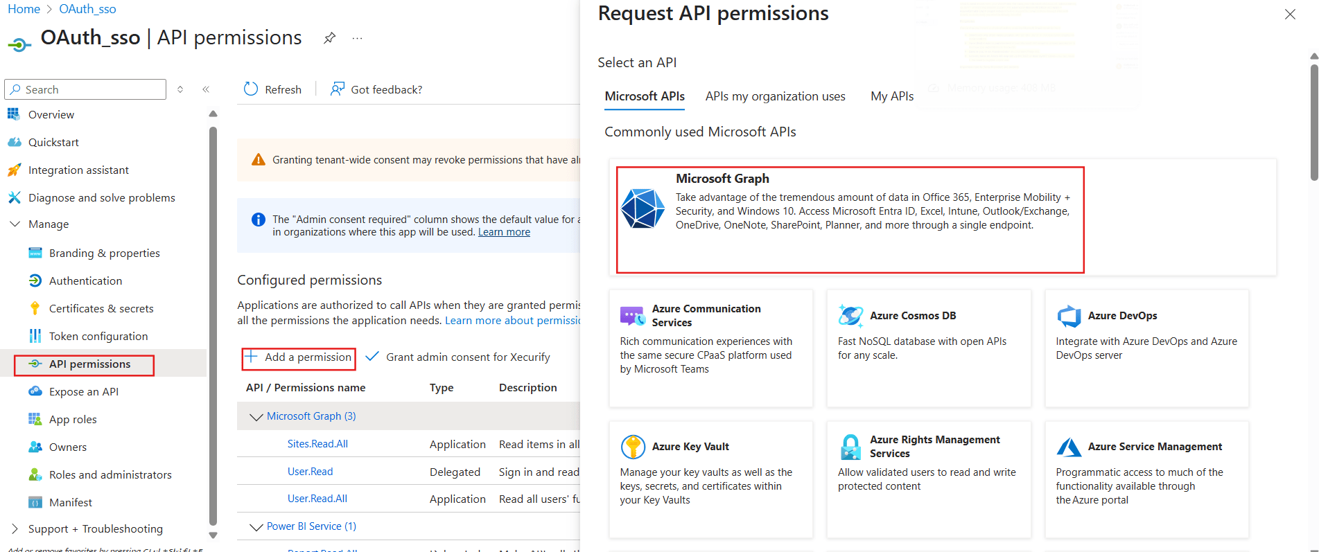 Office365 integration | Microsoft Graph Mailer - Request API Permissions Mail