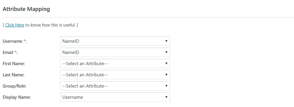 Attribute Mapping | WP Azure B2C SSO configuration