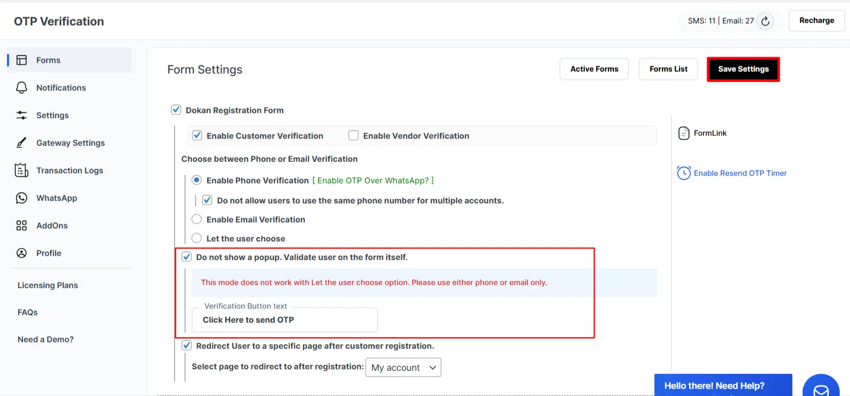 Customer Verification - Enable On page Verification