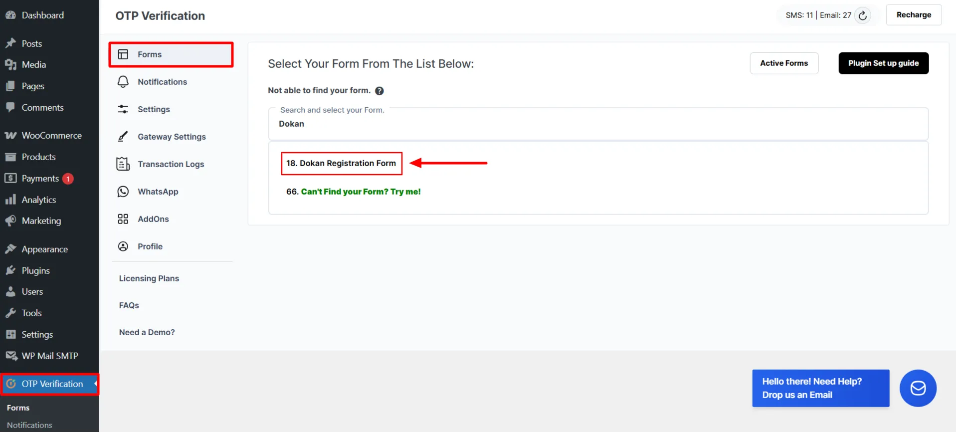 Dokan Registration Form - Forms Tab