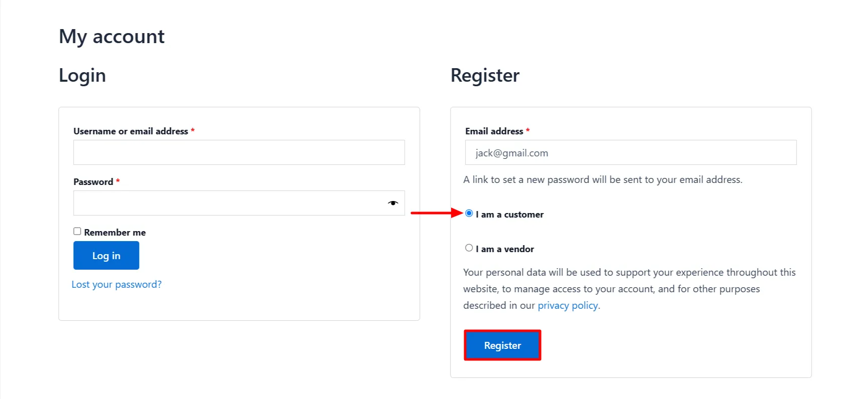 Customer Verification - Select I am a customer