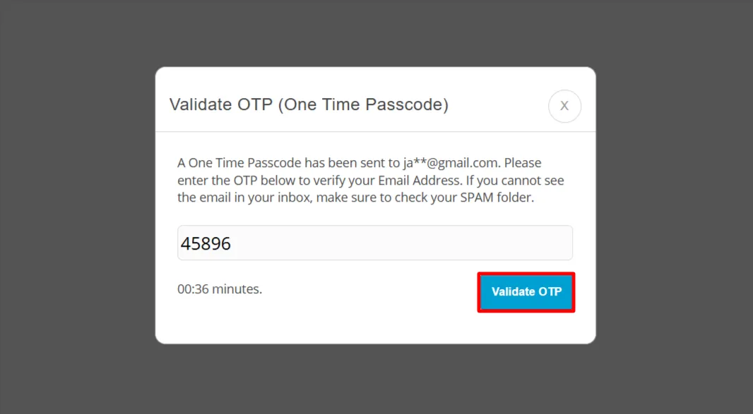 Dokan Registration Form - Enter OTP