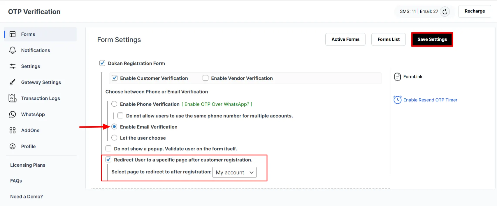 Customer Verification - Enable email Verification