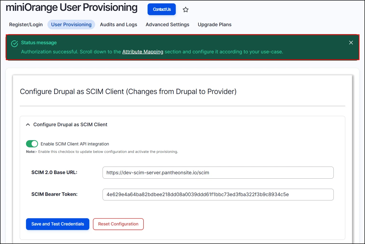 Drupal-SCIM-Client-Drupal-Click-Save-and-Test-Credentials