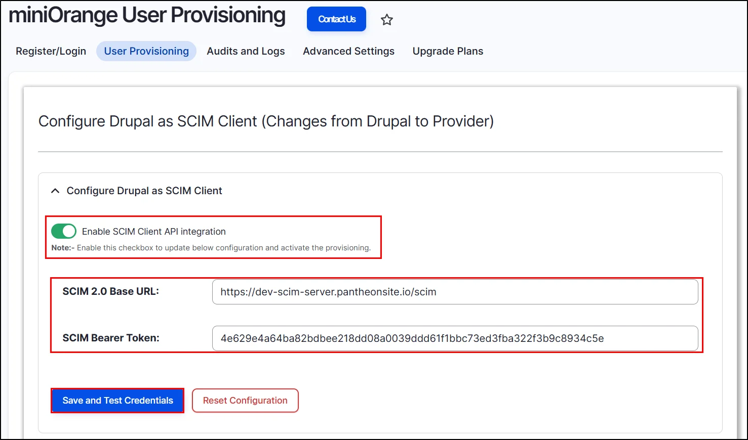 Drupal user provisioning - Enable toggle