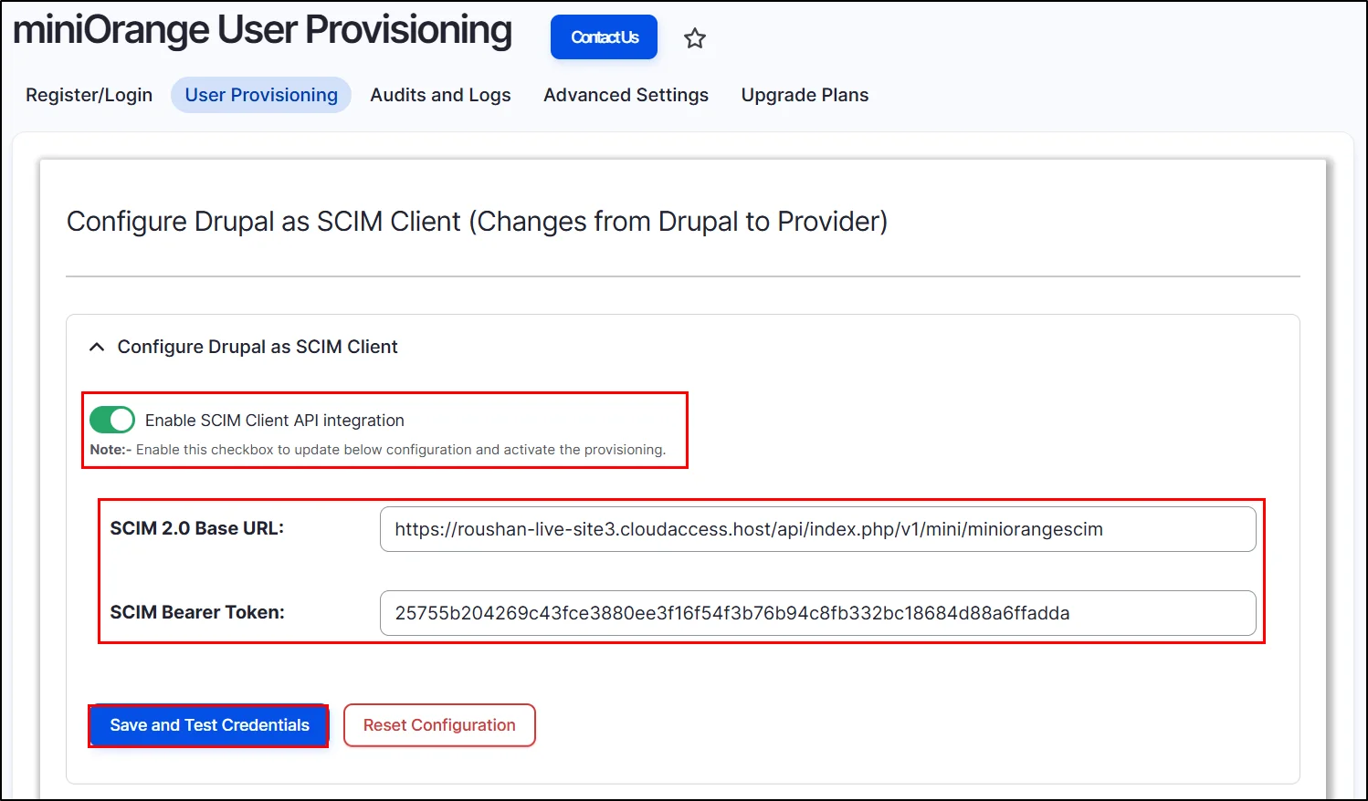 Drupal user provisioning - Enable toggle
