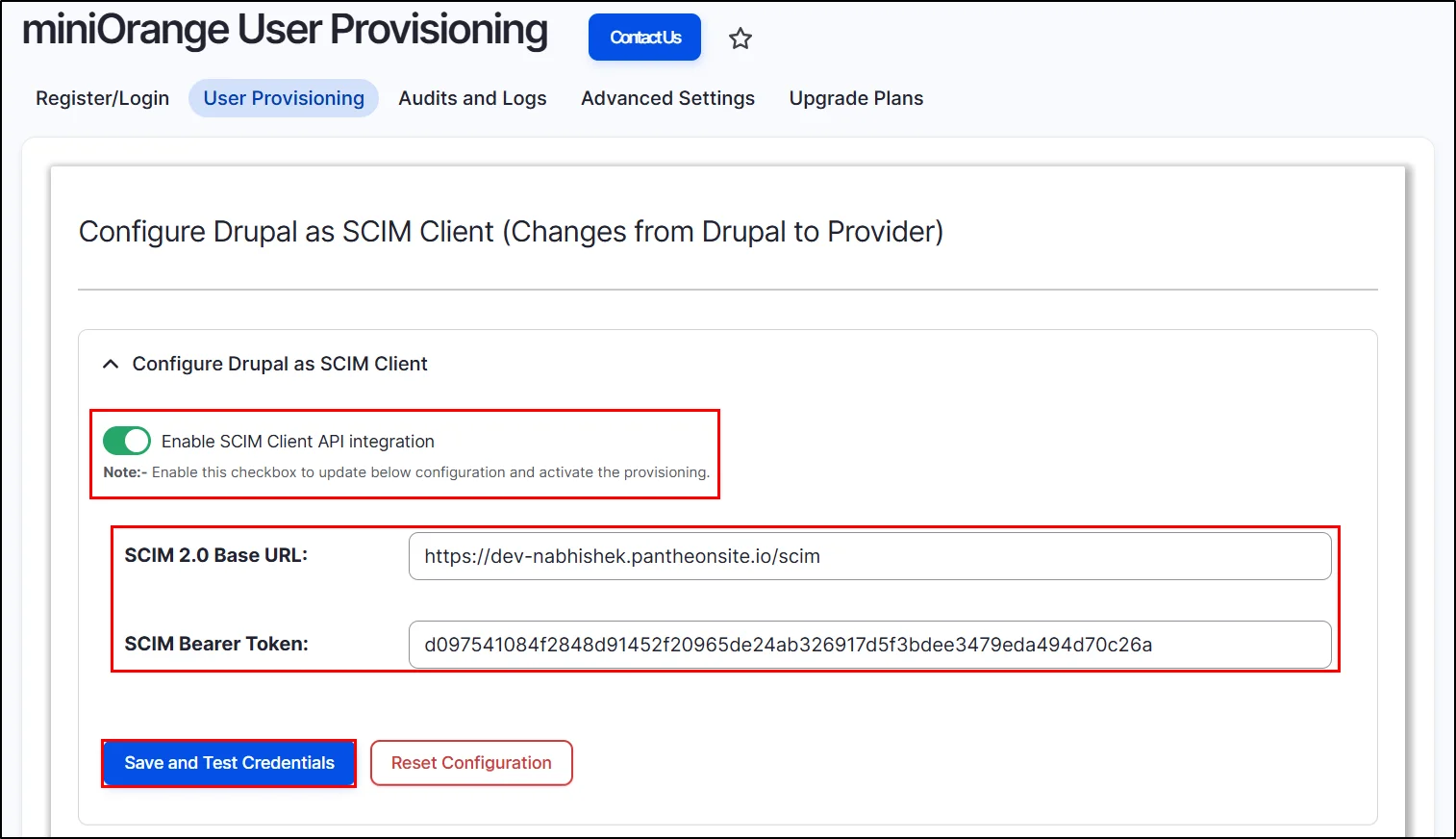 Drupal user provisioning - Enable toggle