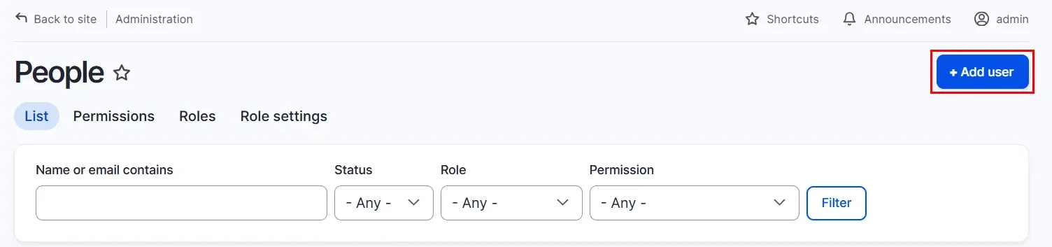 Drupal user provisioning - add user