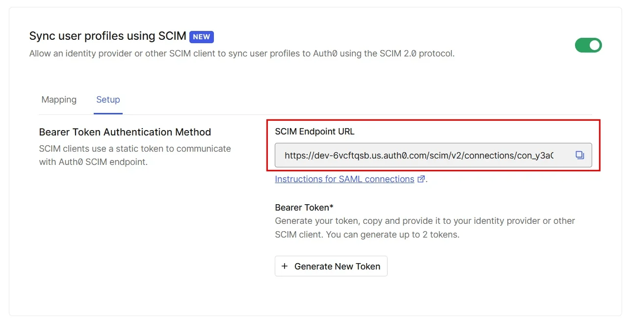 Drupal user provisioning - Auth0 copy SCIM Endpoint