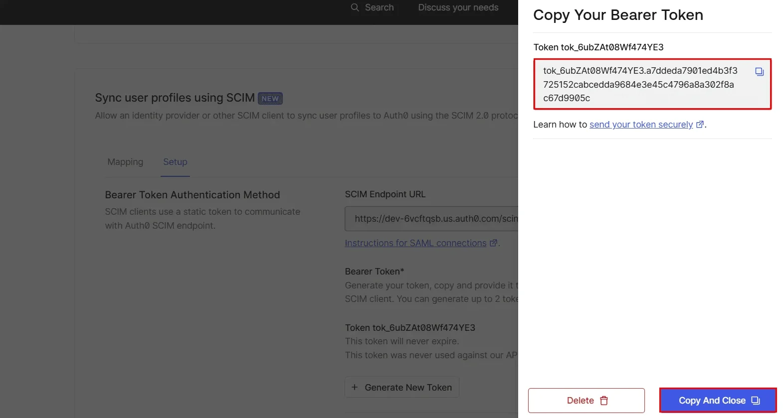 Drupal user provisioning - Auth0 copy Token