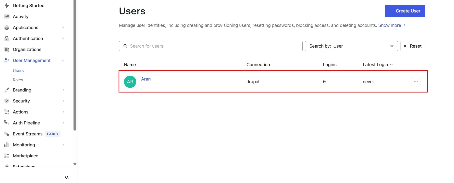 Drupal user provisioning - user craeted on Auth0 site