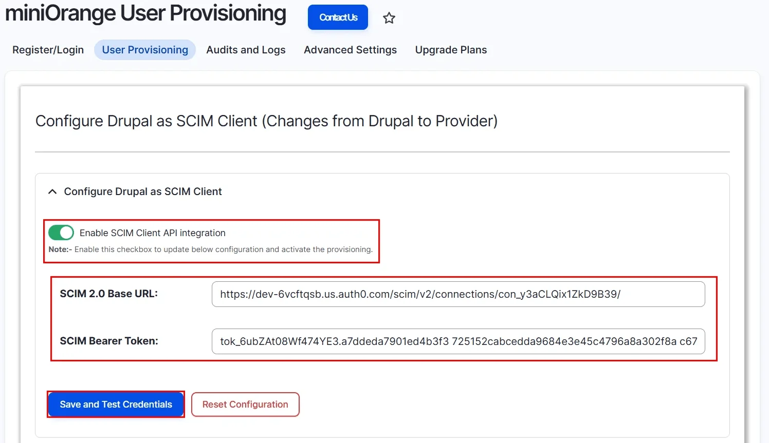 Drupal user provisioning - Enable toggle