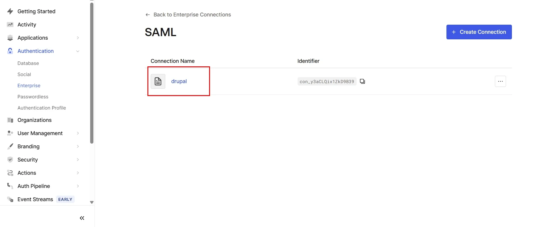 Drupal user provisioning - Auth0 connection created