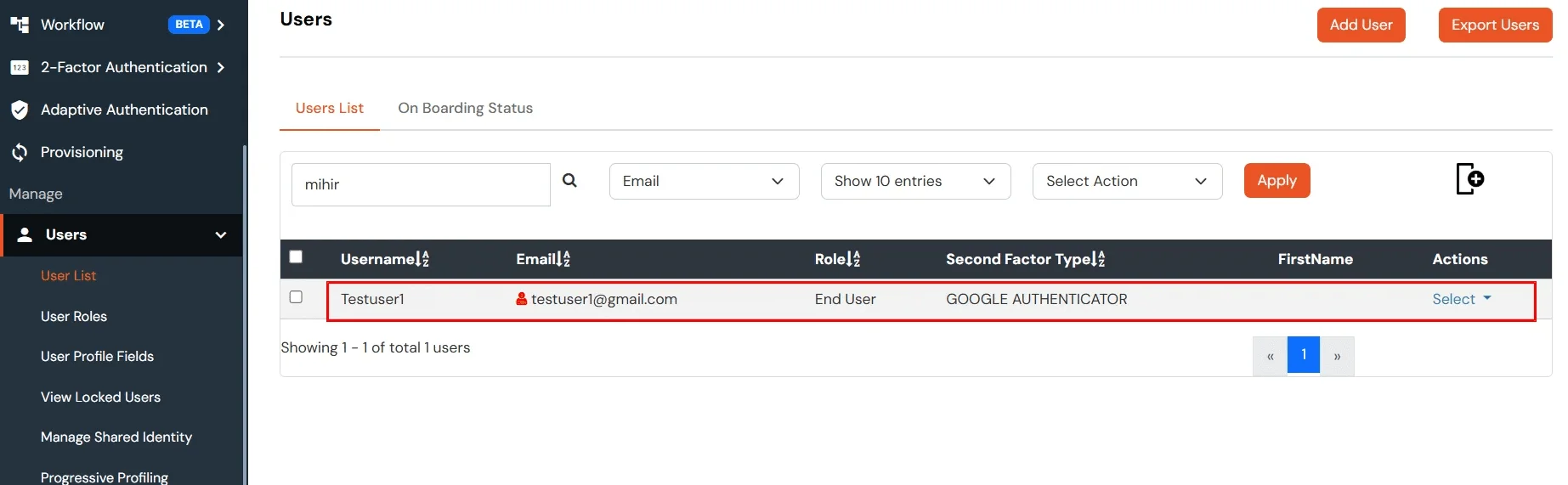 Drupal user provisioning - user craeted on miniOrange site