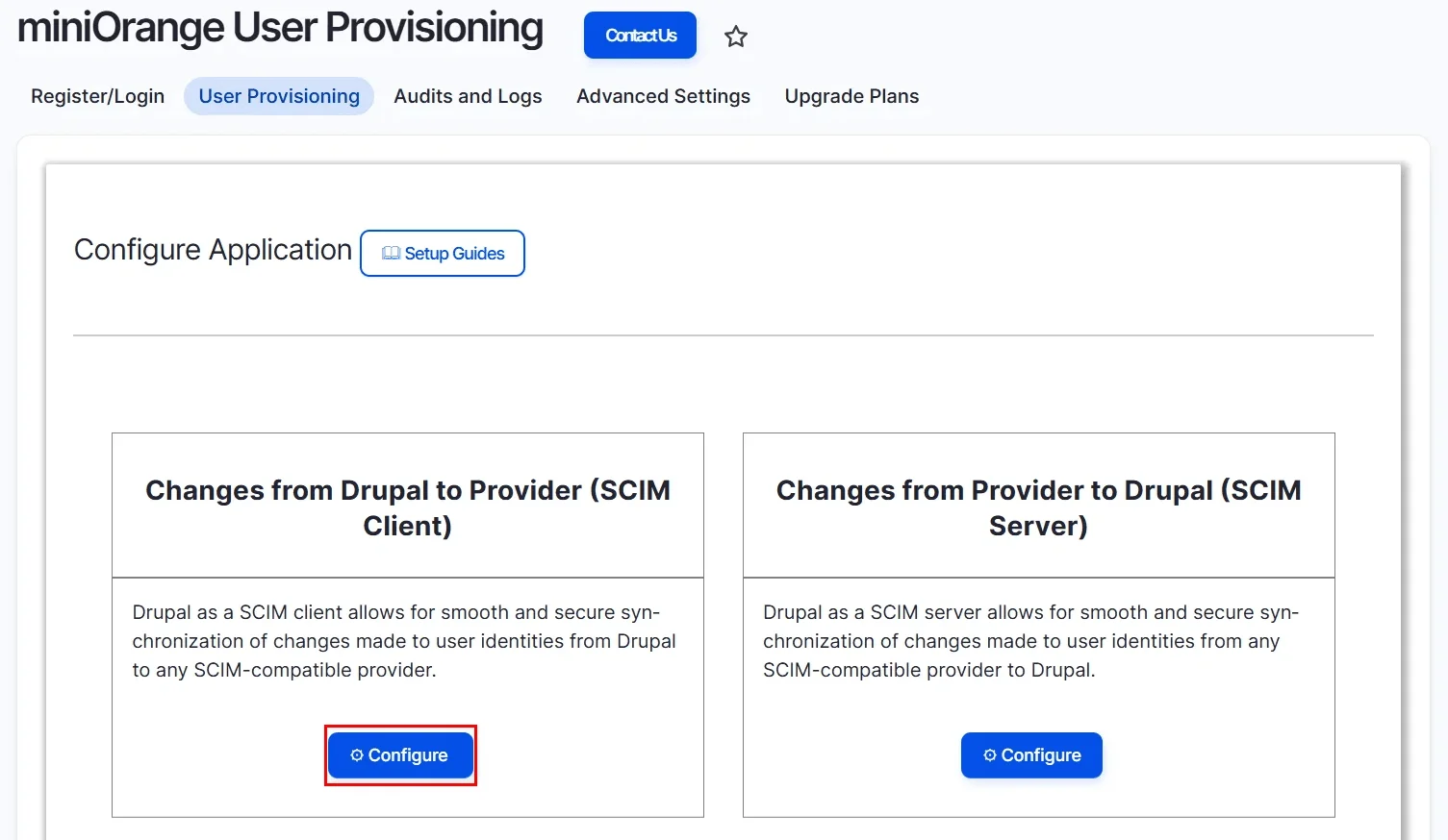 Drupal user provisioning - select changes from drupal