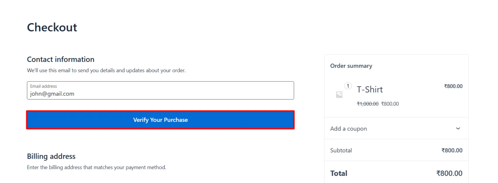 WooCommerce Checkout Form - Enter Email Address