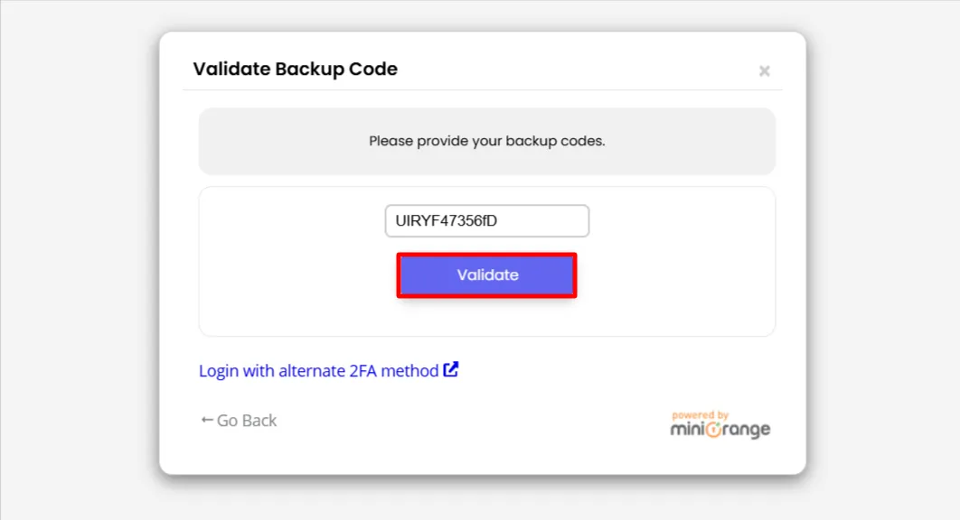 Quick Setup tab - Click Validate button