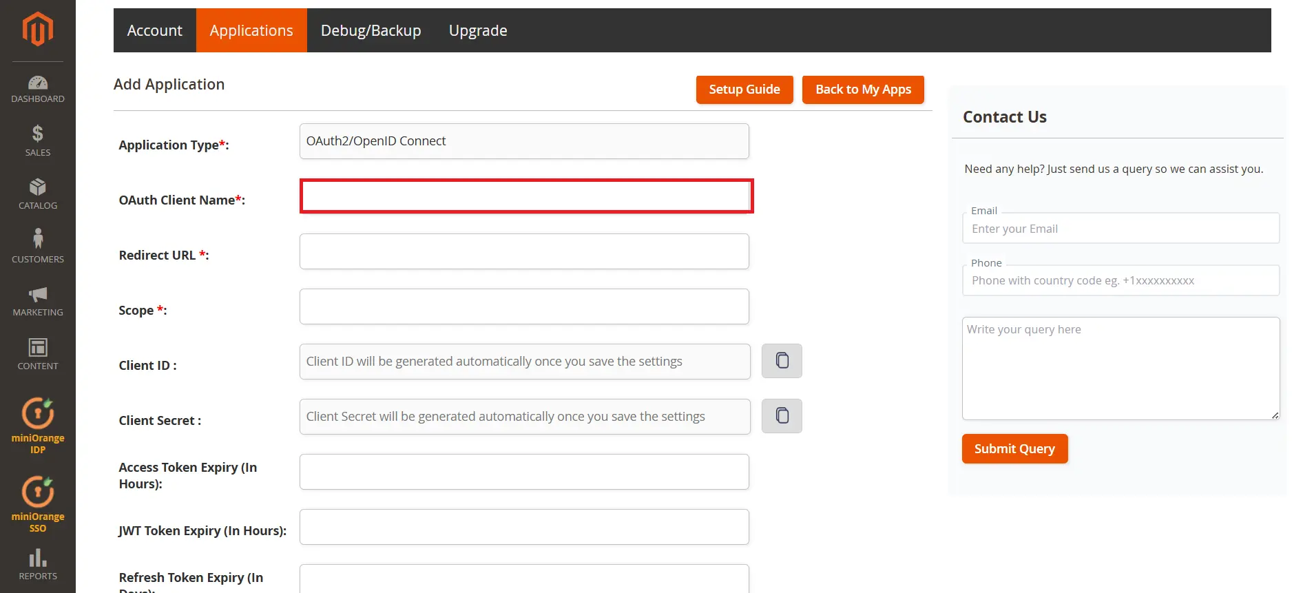 Magento as IDP client name