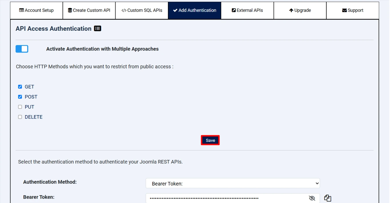 Custom API for Joomla-Add Authentication