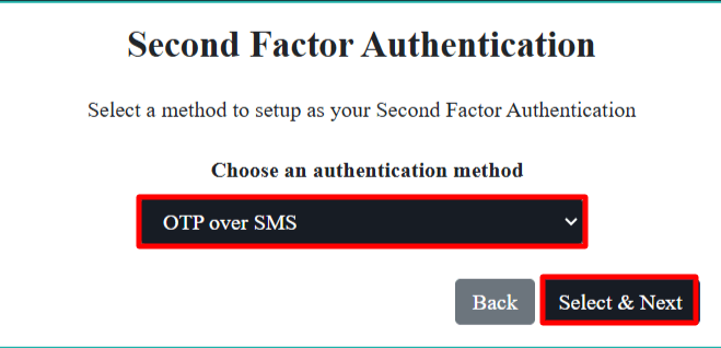 Select OTP method for 2FA