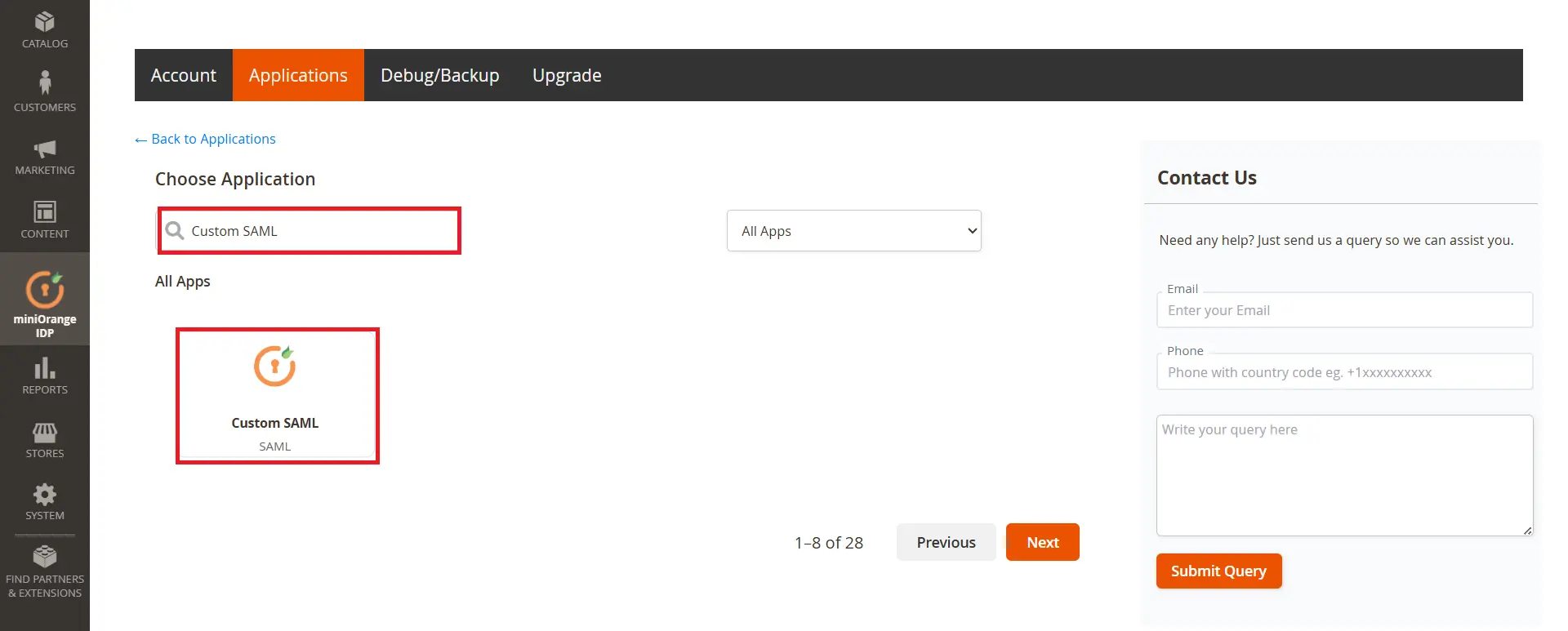 Magento SAML IDP  | Login with Magento Users | Select App