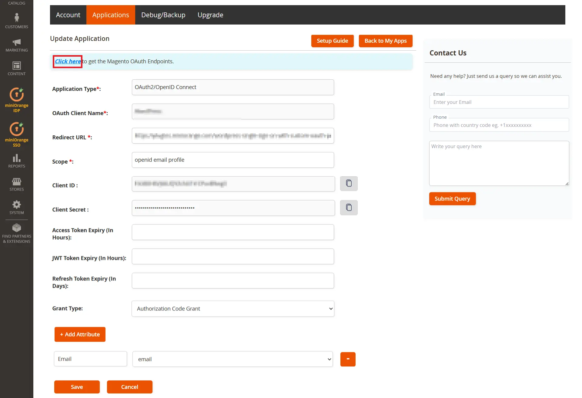 Magento as IDP go to endpoints