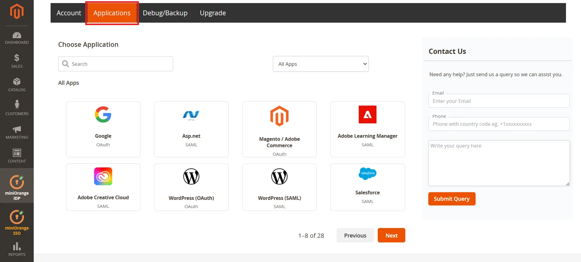 Magento as IDP Add Application