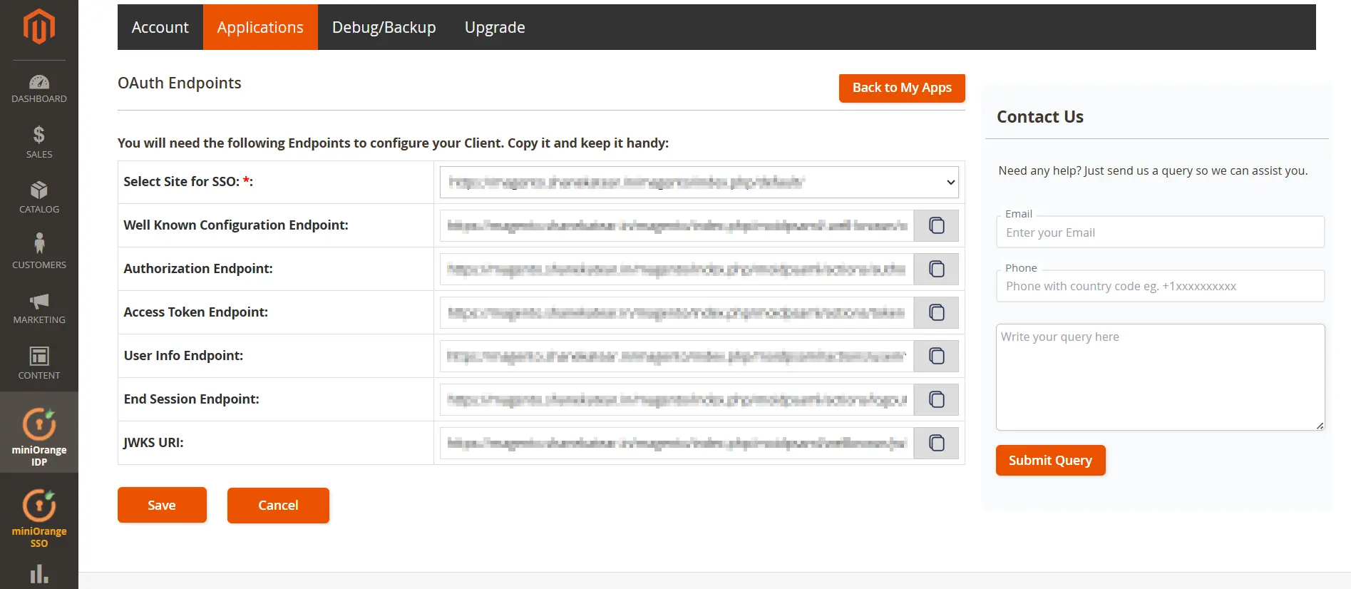 Magento as IDP copy endpoints
