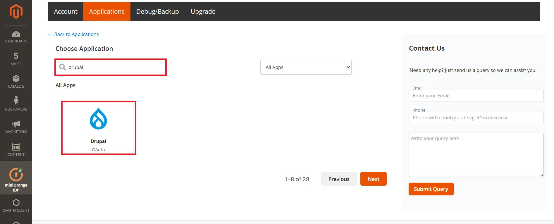 Magento as IDP Choose App
