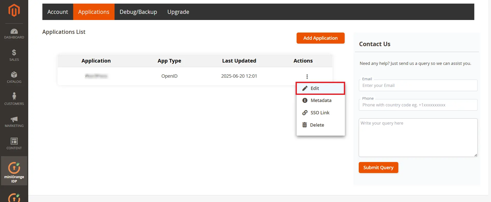  Magento as IDP edit app
