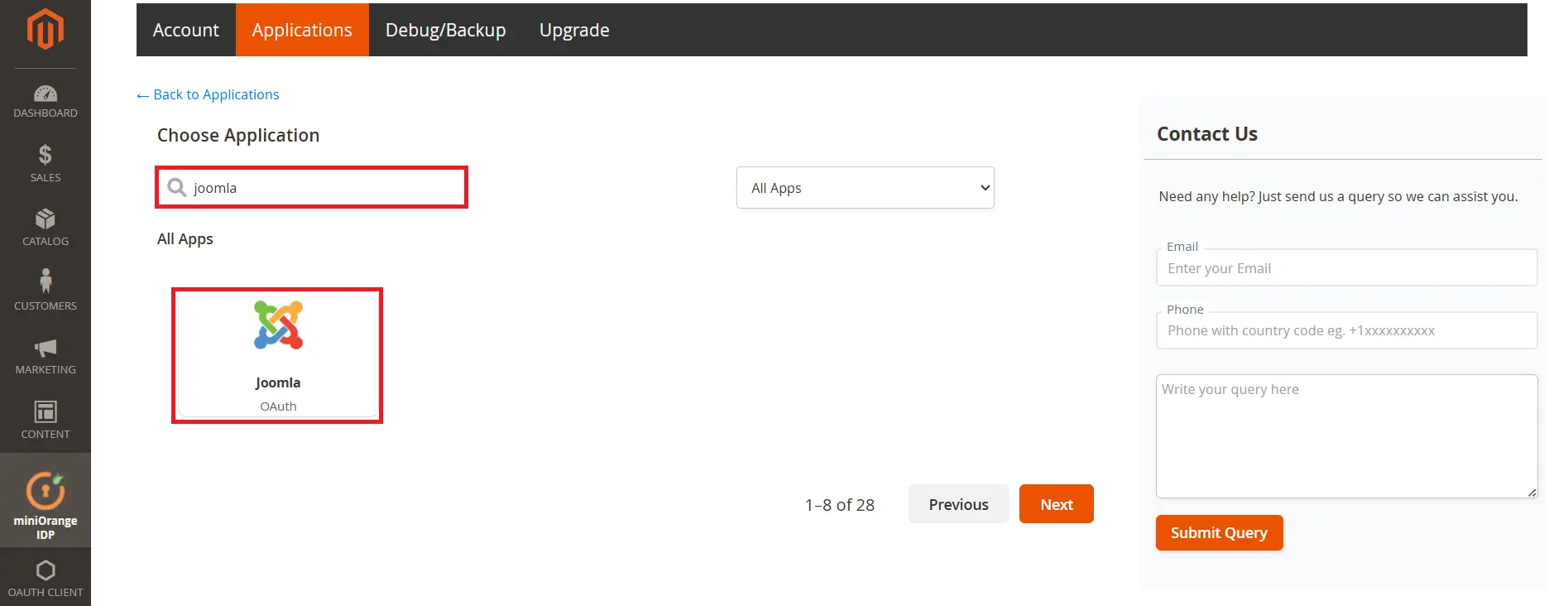Magento as IDP Choose App