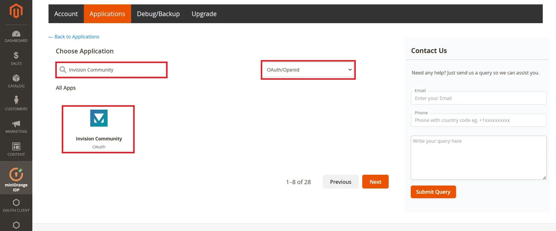 Magento as IDP Choose App