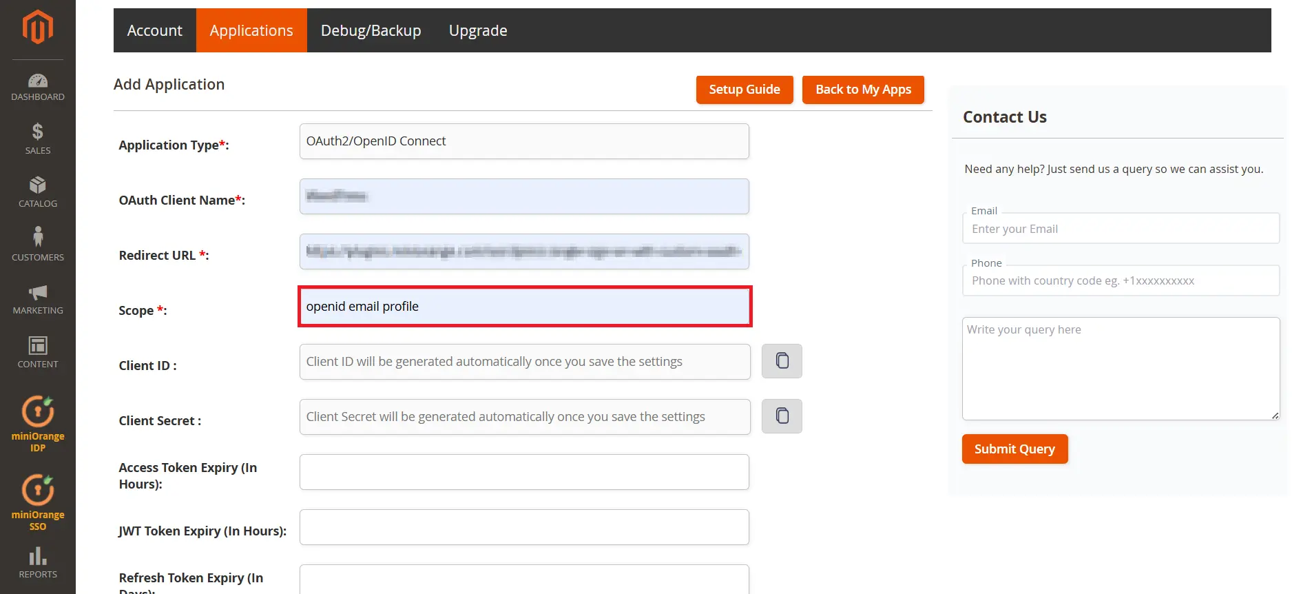 Magento as IDP scope