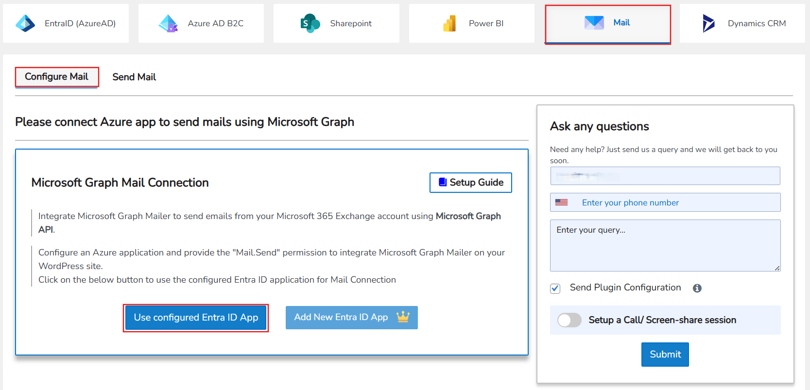 Office365 integration | Microsoft Graph Mailer - Configure Mail