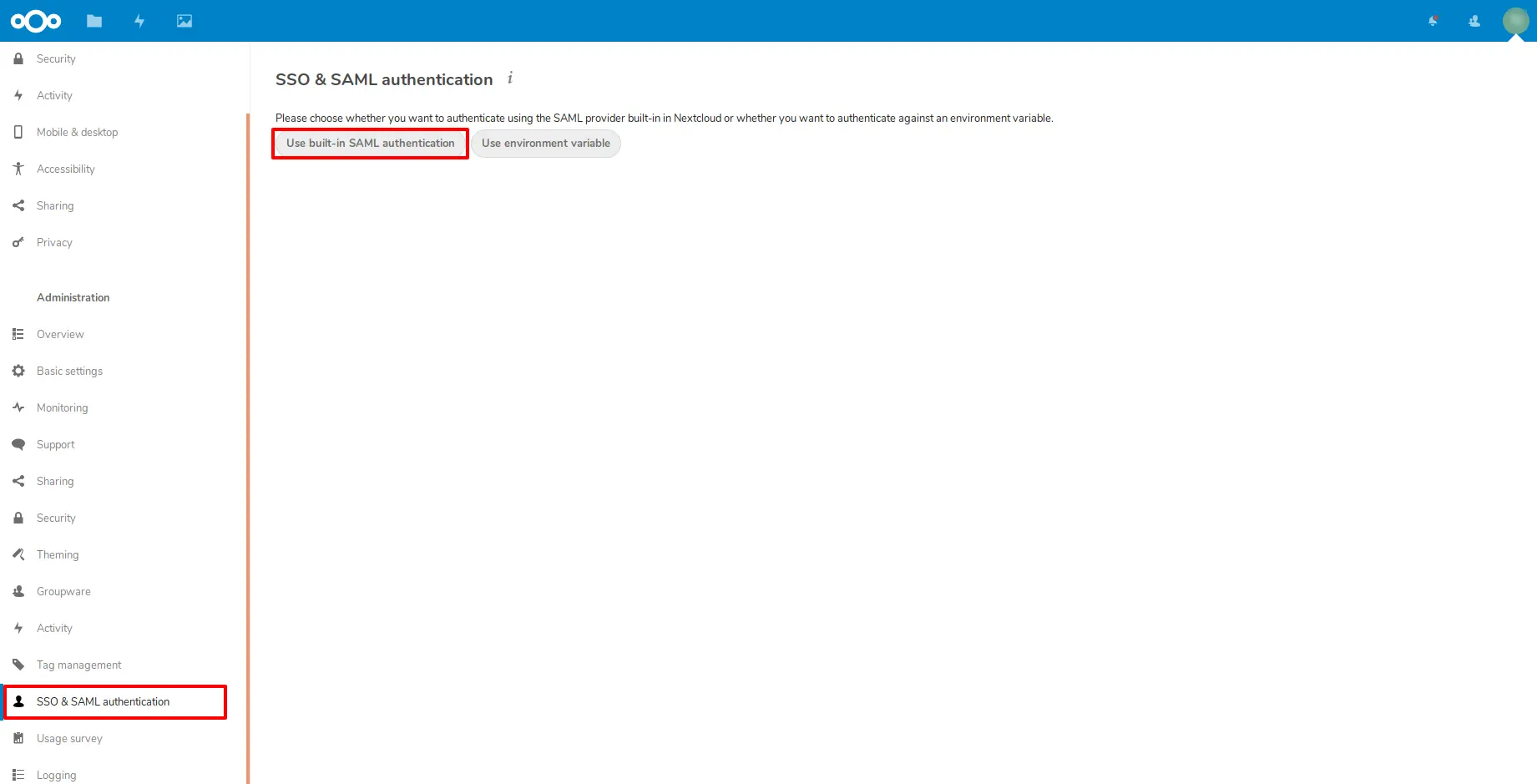  Nextcloud Magento Single Sign-On |  Select built-in SAML Nextcloud as SP