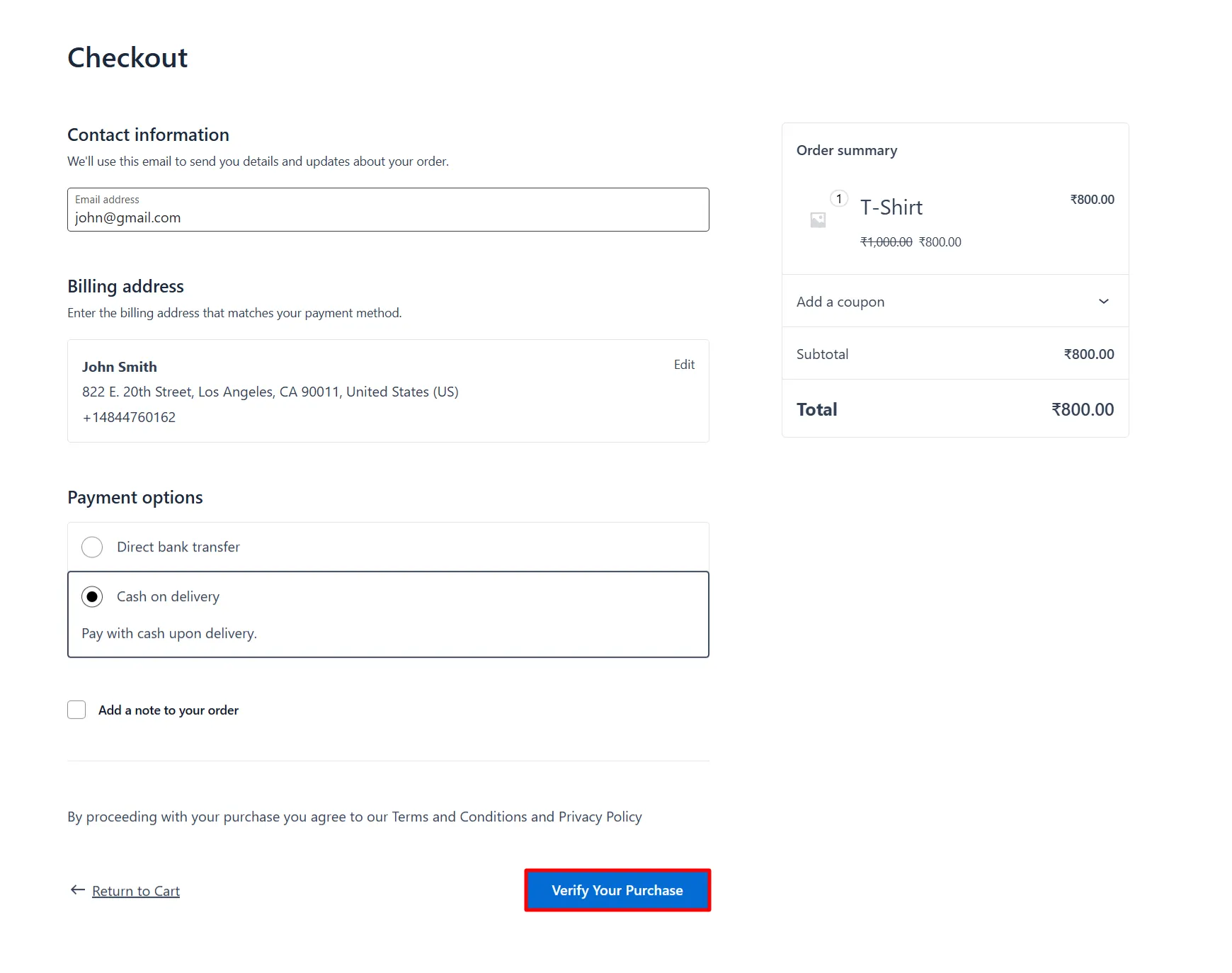 WooCommerce Checkout Form - Phone Verify purchase