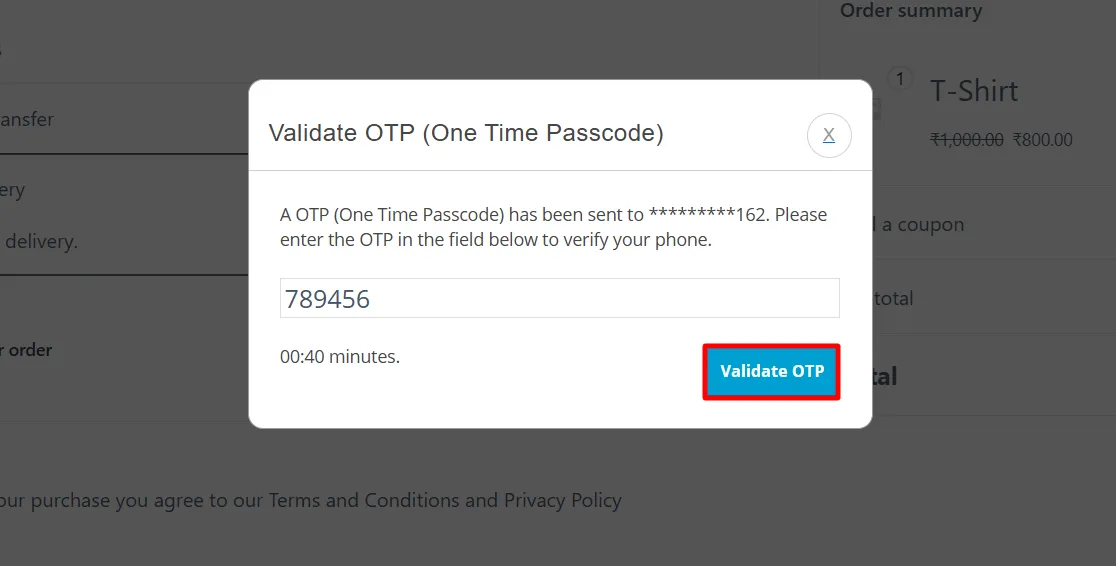 WooCommerce Checkout Form - Phone Verification popup