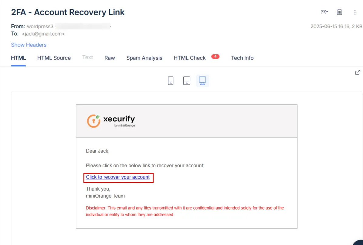 Quick Setup tab - Click Recover your account link