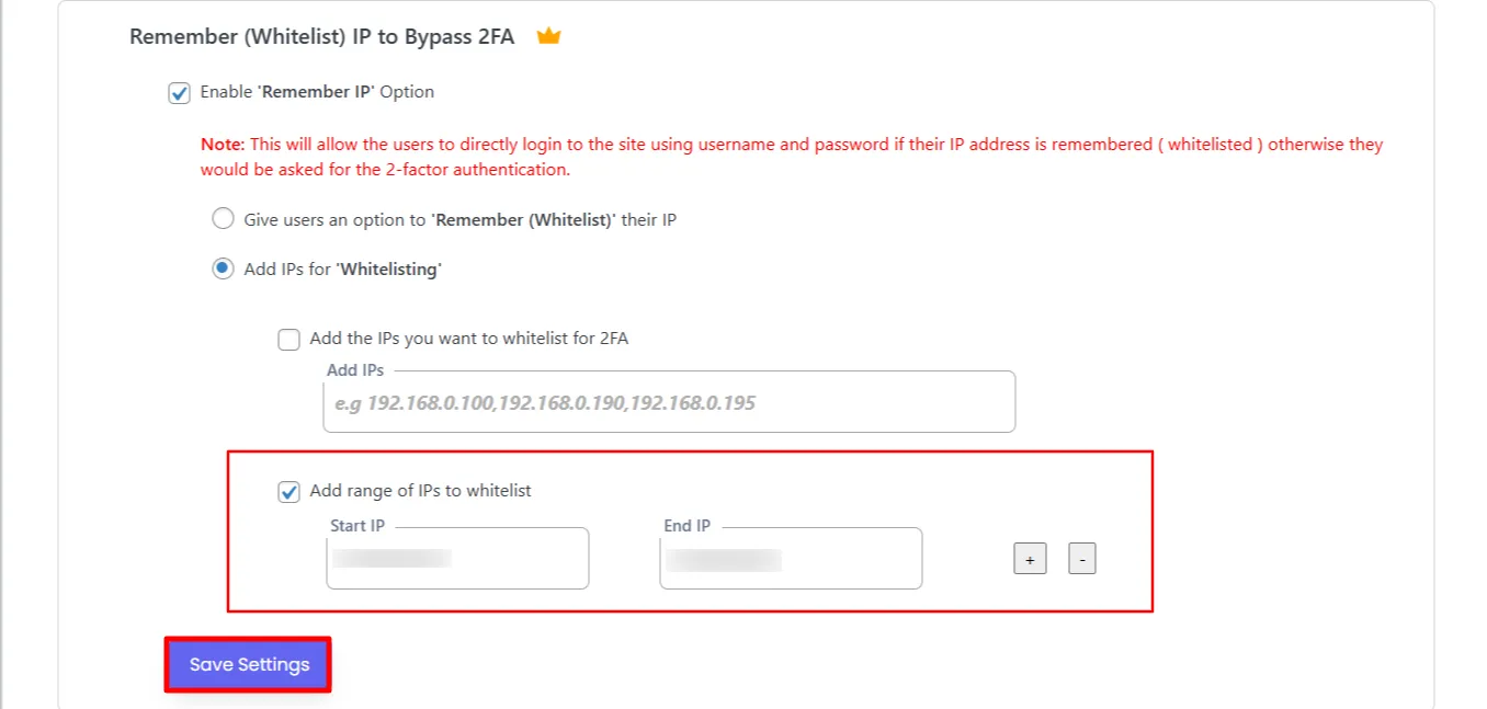 Remember Whitelist IP - Enter Login credentials