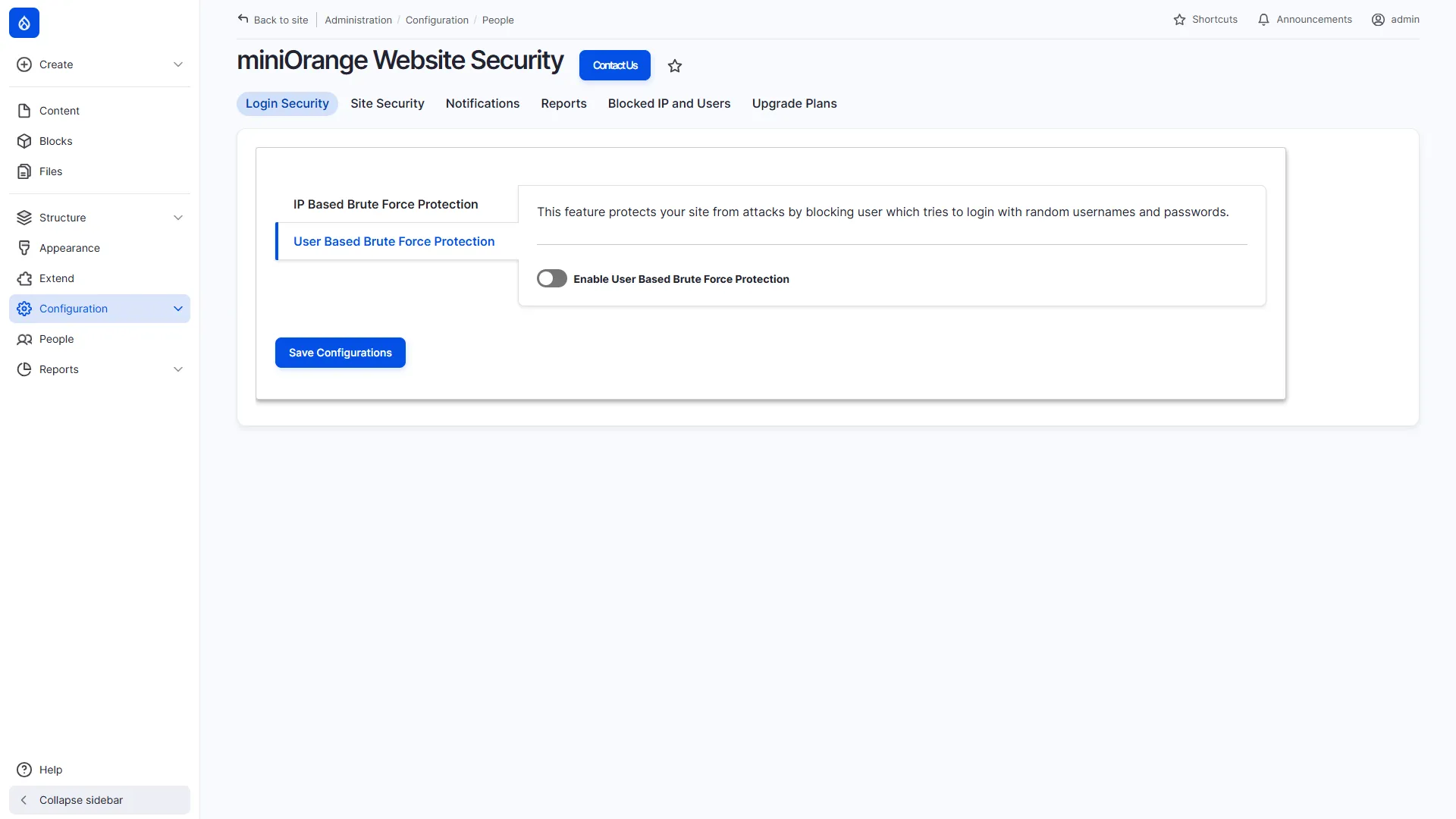 Drupal Website Security - Enable User Based Brute Force Protection