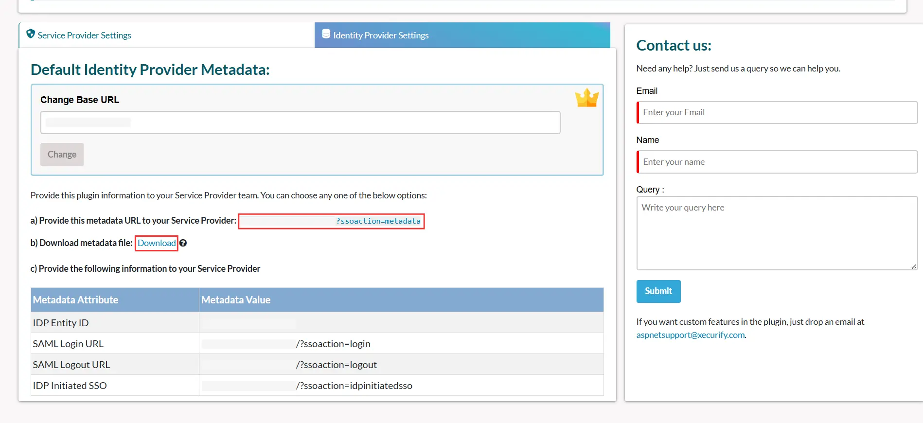 Identity Provider Settings