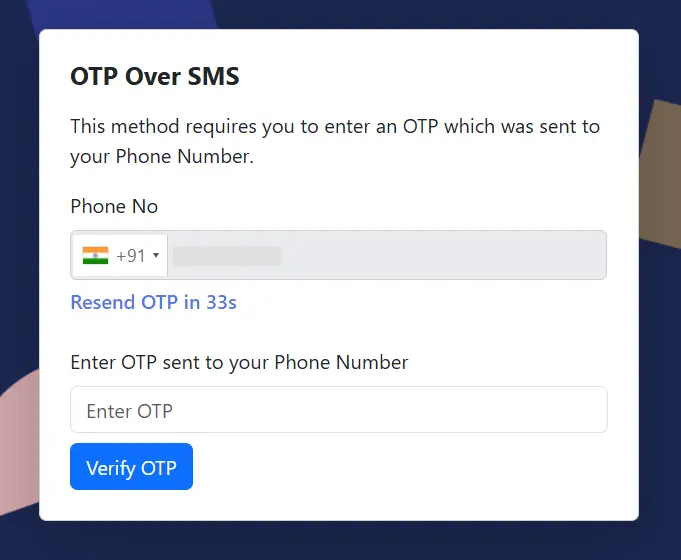 End User - OTP over SMS