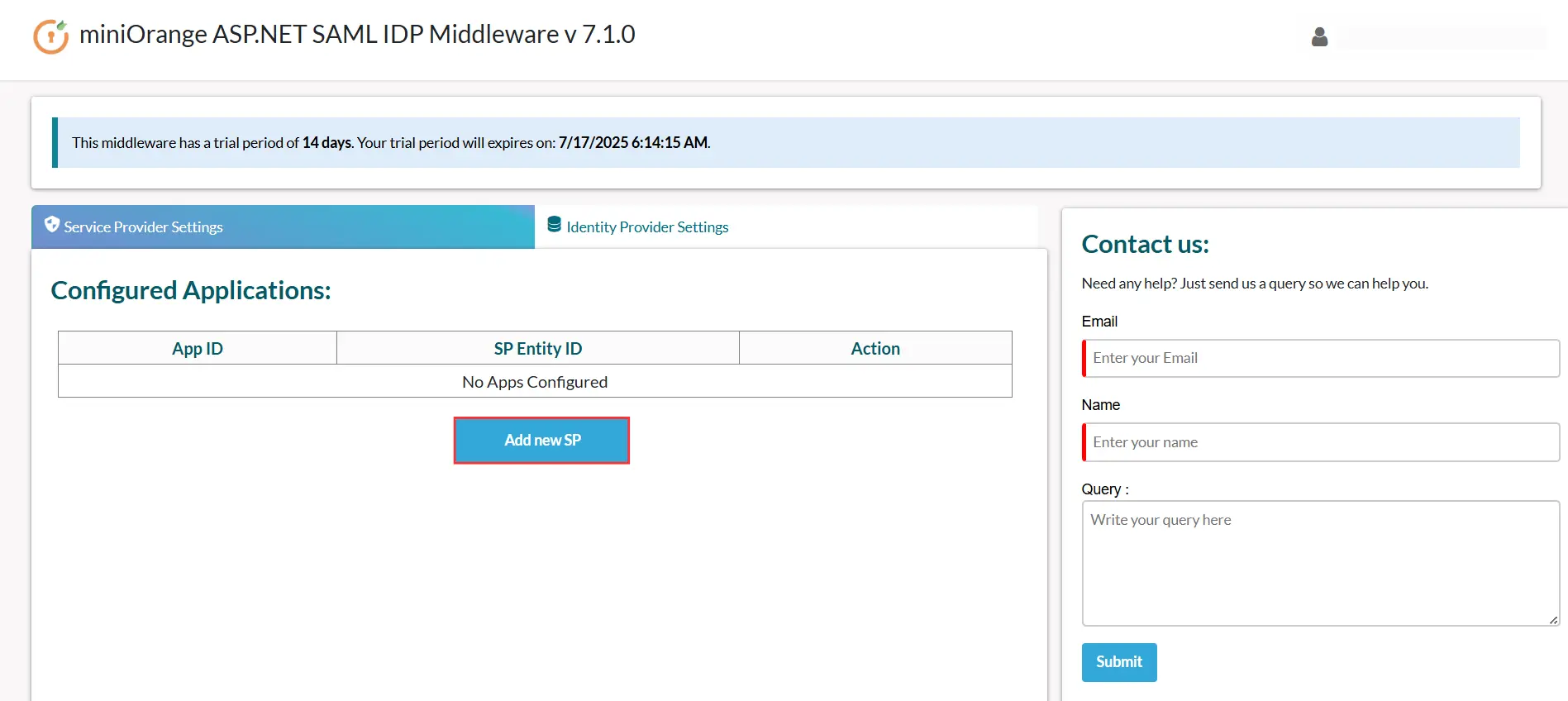 Service Provider Settings