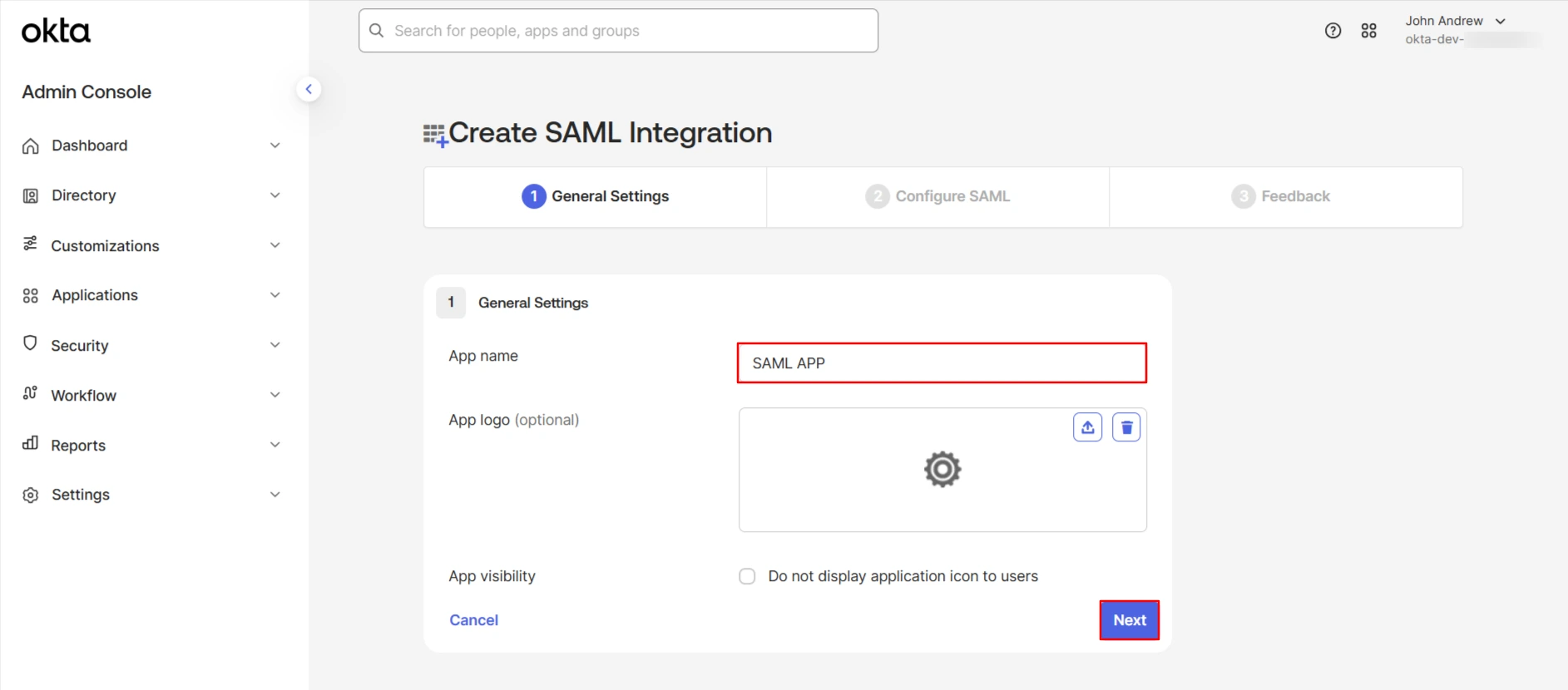 Configure Okta App