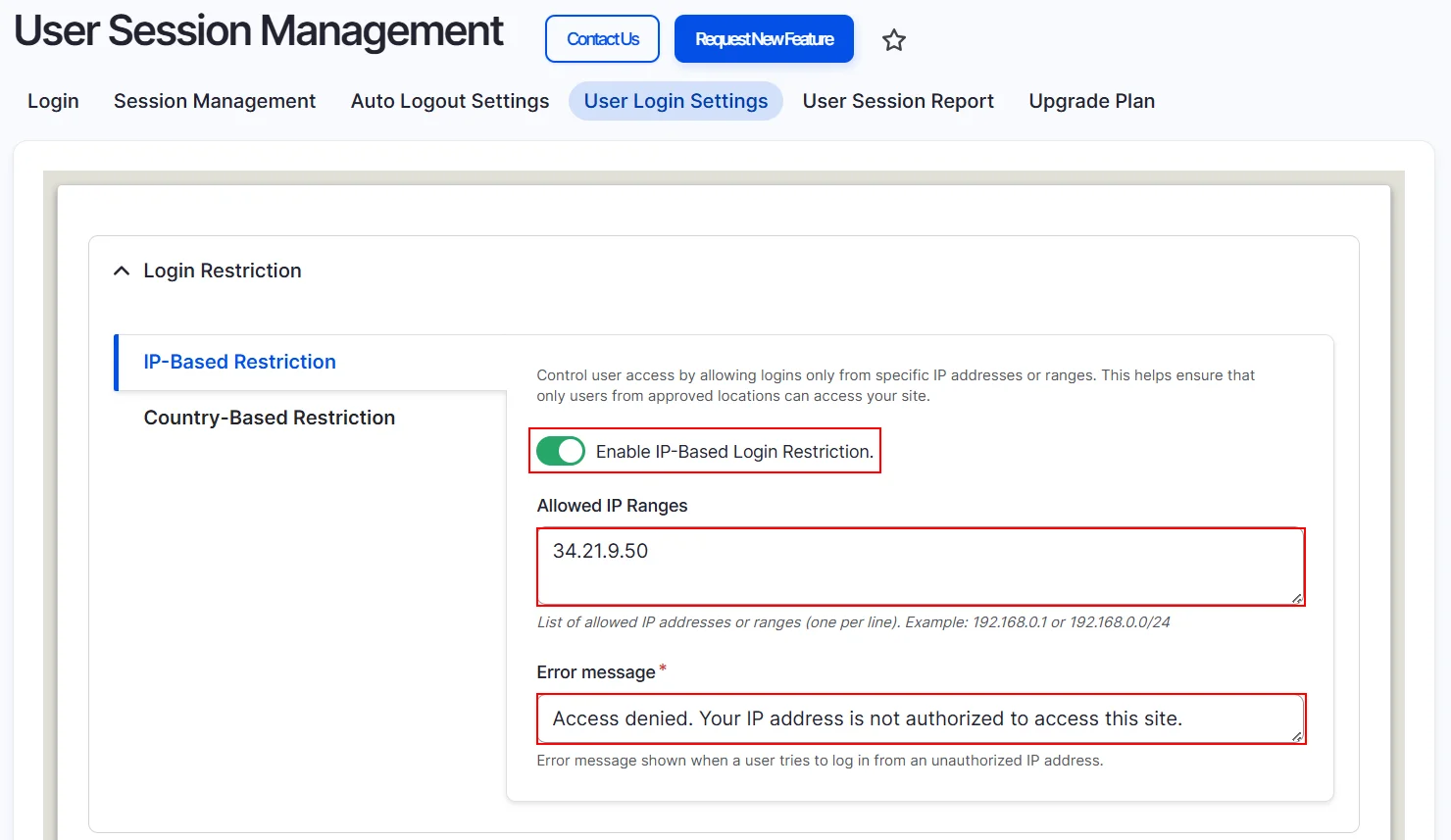 Drupal Session management - enable Ip based restriction