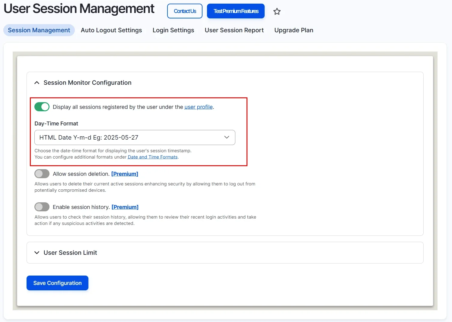 Drupal Session management - enable toggle