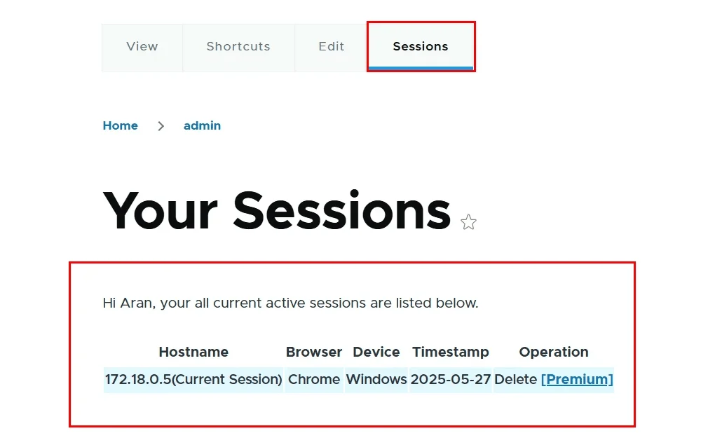 Drupal Session management - User Details