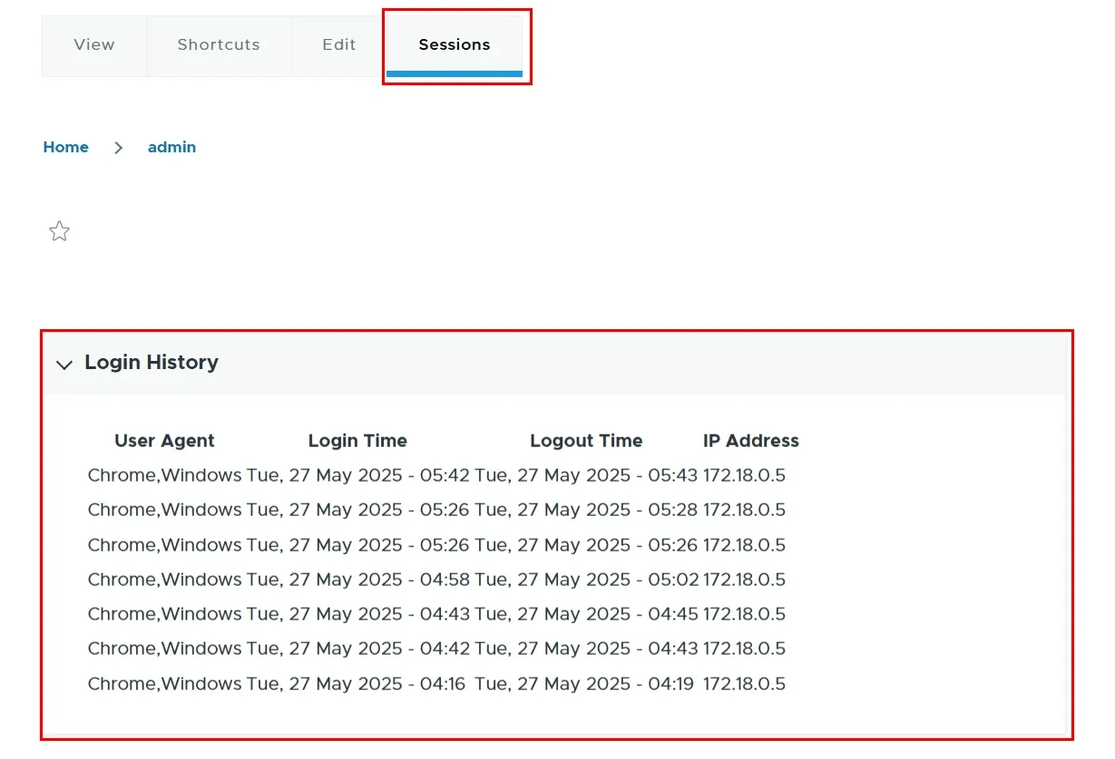 Drupal Session management - session history details