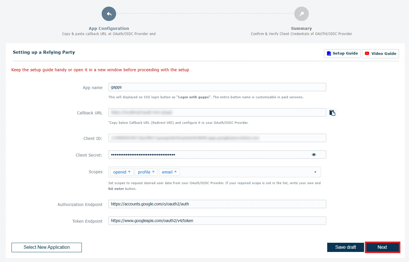 Google Single Sign-On (SSO) OAuth - Client ID & Client Secret 
