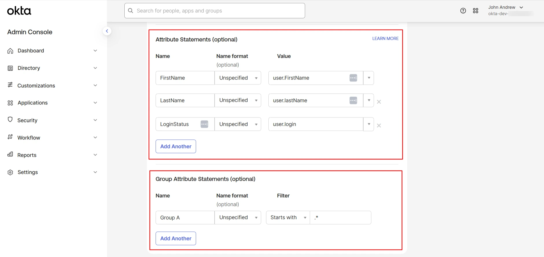 Configure Okta Attribute Mapping